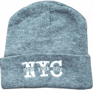 NYC Gray Acrylic Knit Beanie